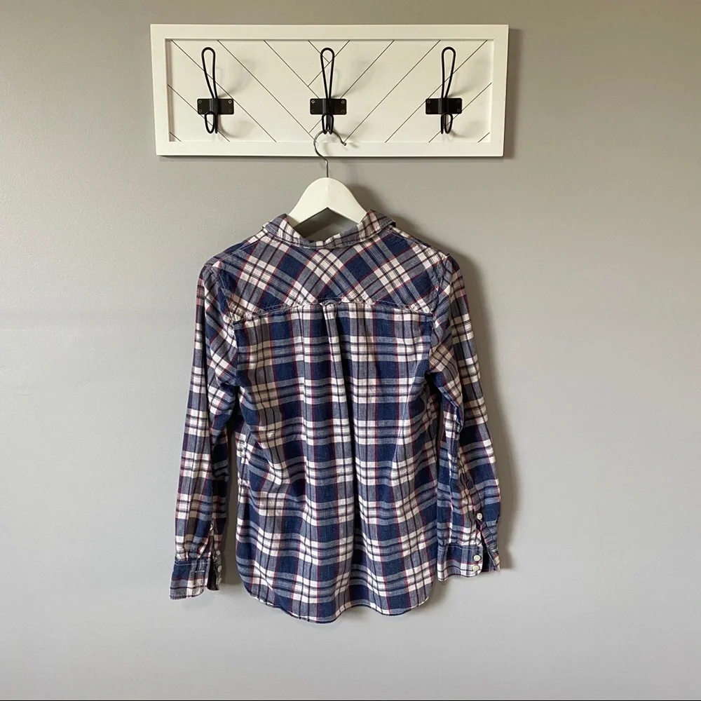 J. Crew Boy Fit Button Up Shirt Blue Sz XS